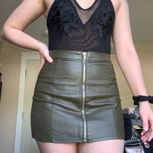 Army green mini skirt